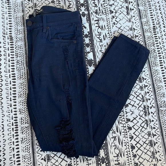 Express Black Distressed Jean Legging Size 6 - Picture 1 of 5
